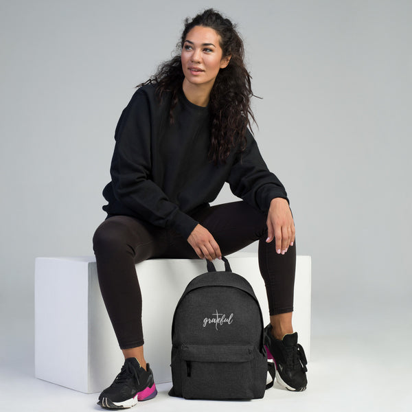 Embroidered Grateful Cross Backpack