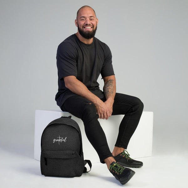 Embroidered Grateful Cross Backpack