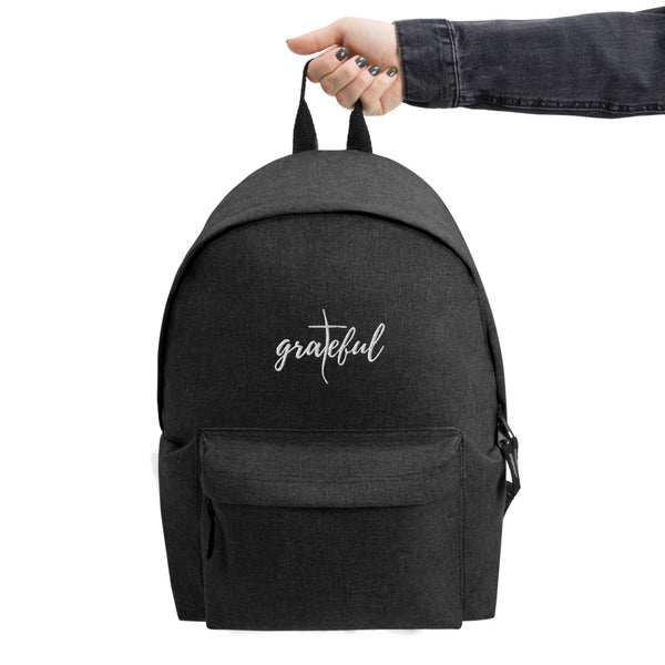 Embroidered Grateful Cross Backpack