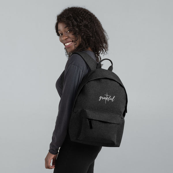 Embroidered Grateful Cross Backpack