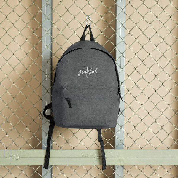 Embroidered Grateful Cross Backpack
