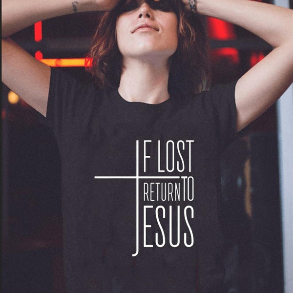 If Lost, Return to Jesus Cross Tee for Women