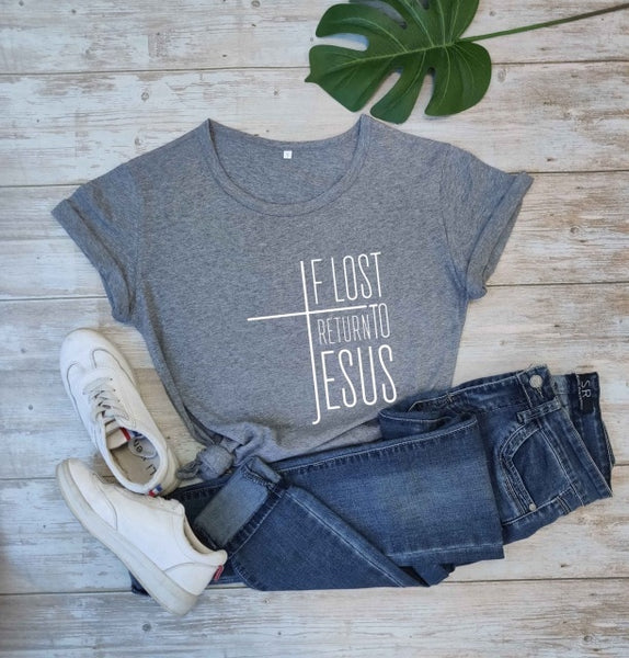 If Lost, Return to Jesus Cross Tee for Women