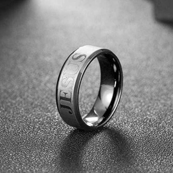Christian Ring Embossed with Jesus and the Cross