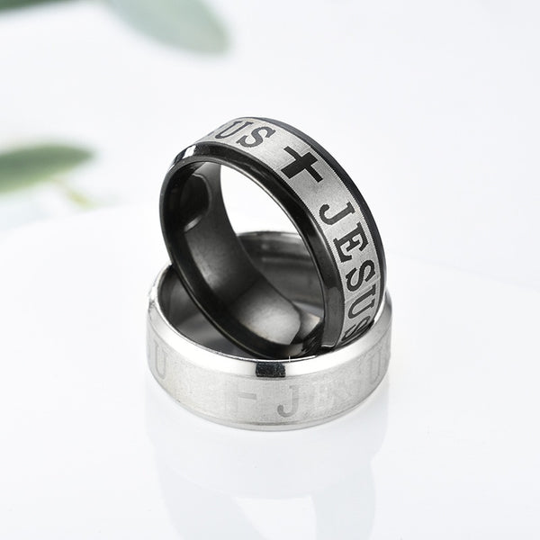 Christian Ring Embossed with Jesus and the Cross
