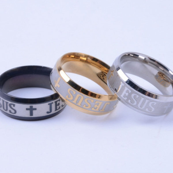 Christian Ring Embossed with Jesus and the Cross