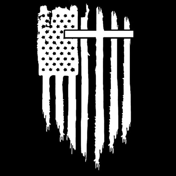 Cross American Flag Bumper Sticker