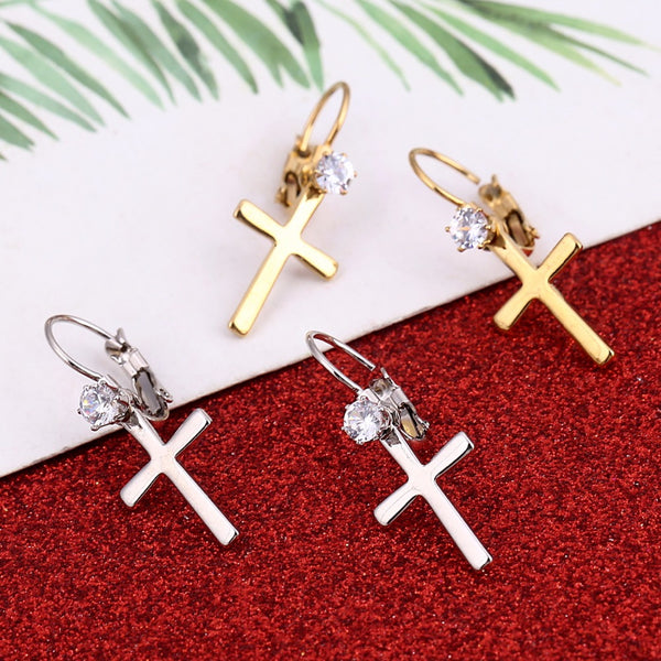 Cross Earrings with Lever Back