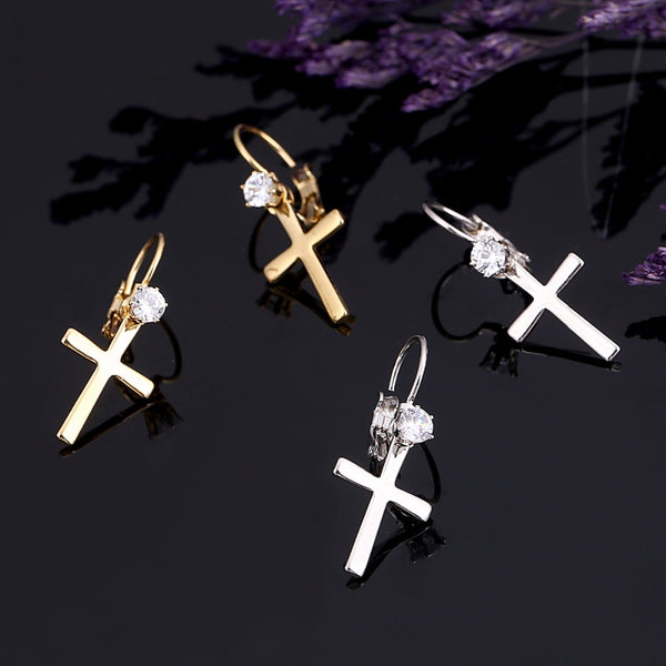 Cross Earrings with Lever Back