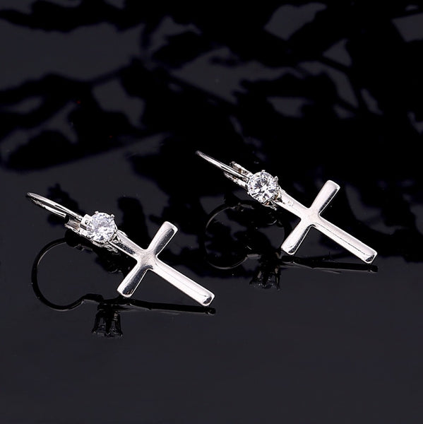 Cross Earrings with Lever Back