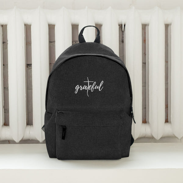 Embroidered Grateful Cross Backpack