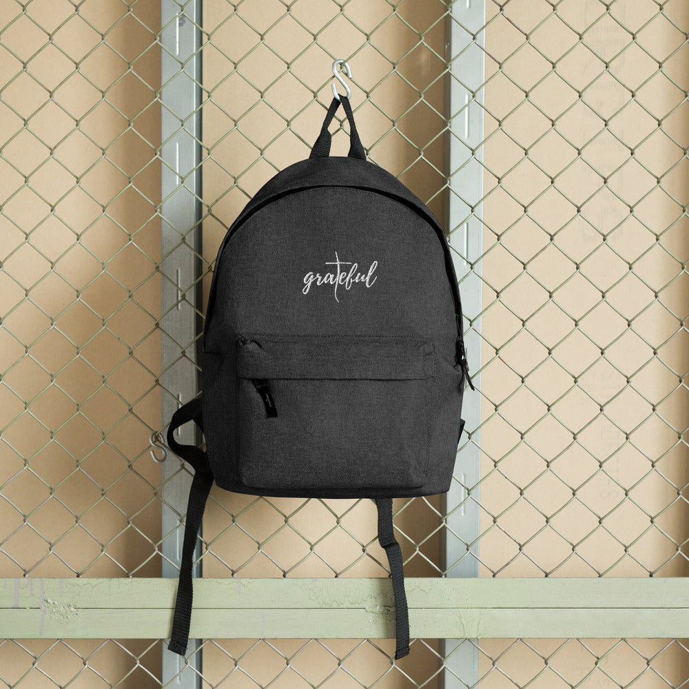 Embroidered Grateful Cross Backpack