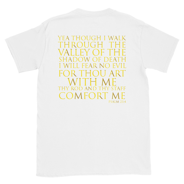 Men's Savage Believer White T-Shirt with Scripture - Psalm 23:4