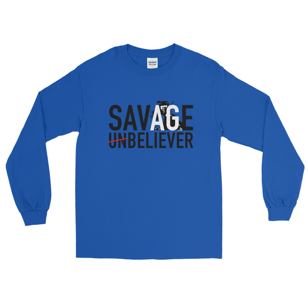 Mens Savage Believer Long Sleeve T-Shirt - Psalm 23:4