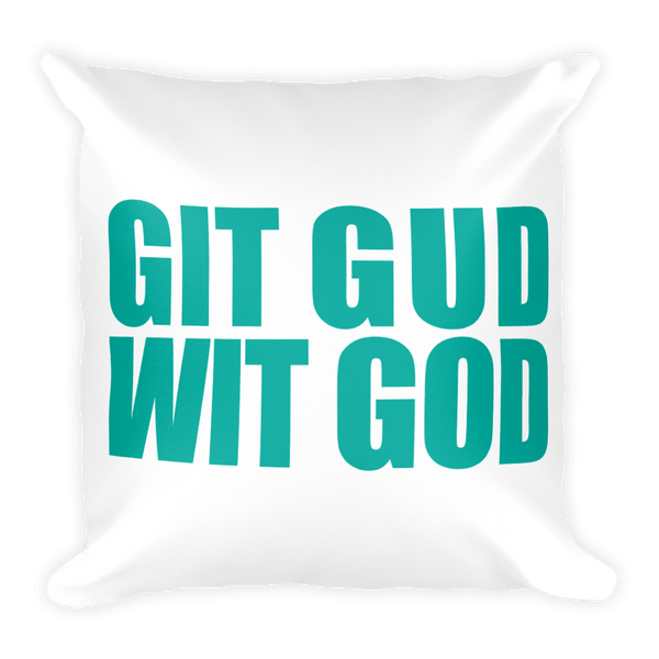 Git Gud Square Gamer Pillow - Teal/White