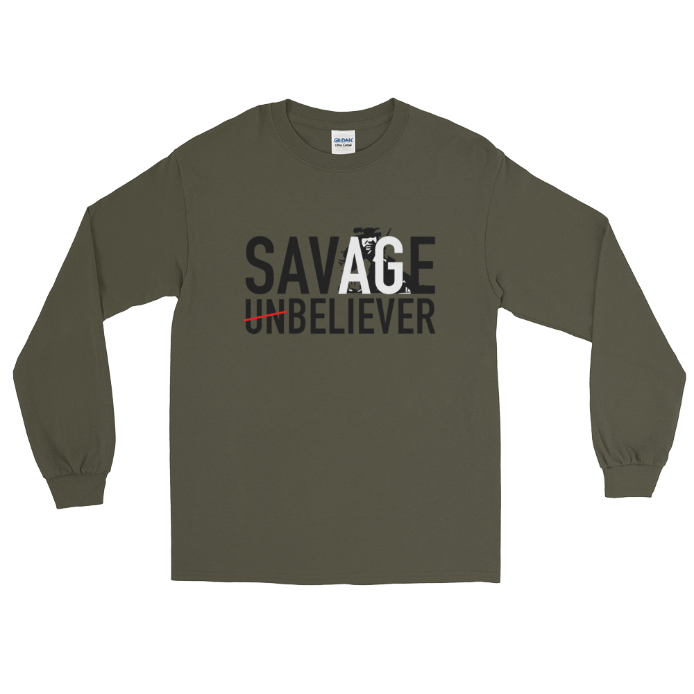 Mens Savage Believer Long Sleeve T-Shirt - Psalm 23:4