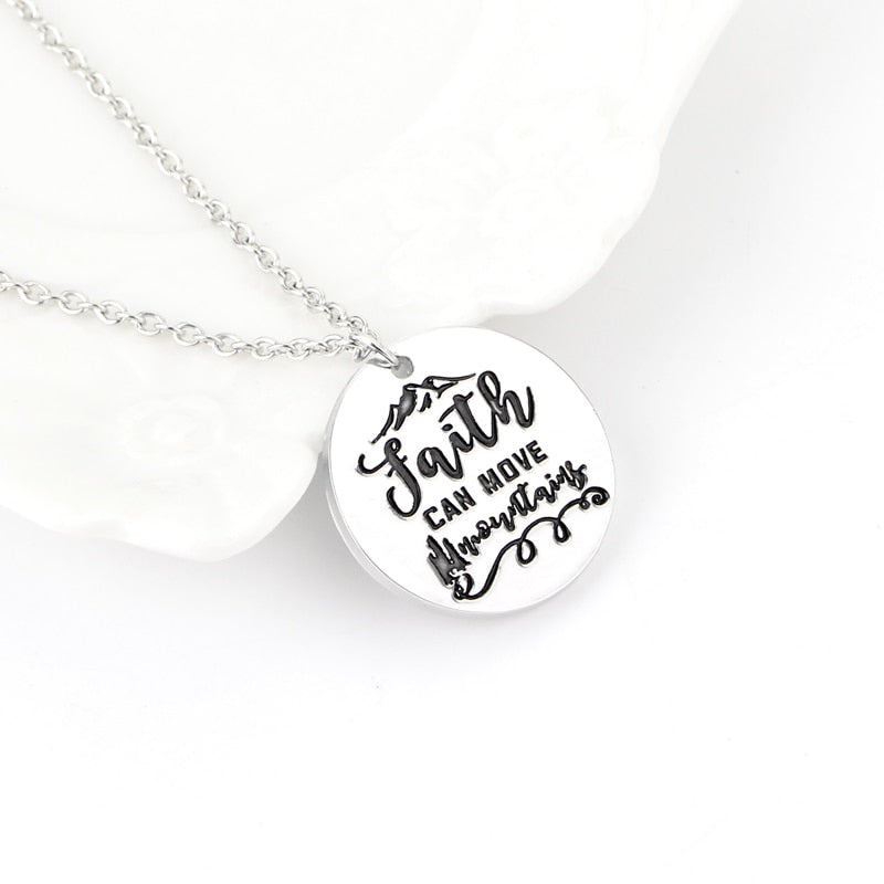 Faith Can Move Mountains Silver Pendant Necklace – faith honesTee