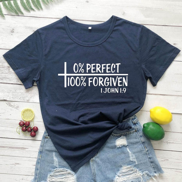 Imperfect but Forgiven Scripture Ladies T-Shirt