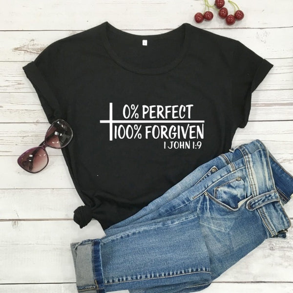 Imperfect but Forgiven Scripture Ladies T-Shirt