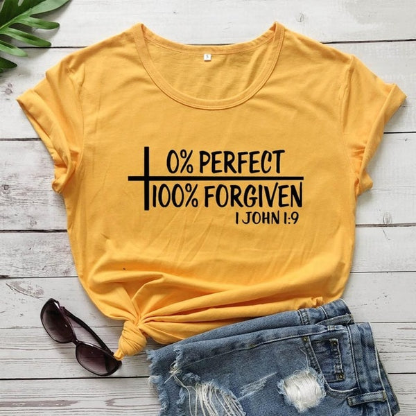 Imperfect but Forgiven Scripture Ladies T-Shirt