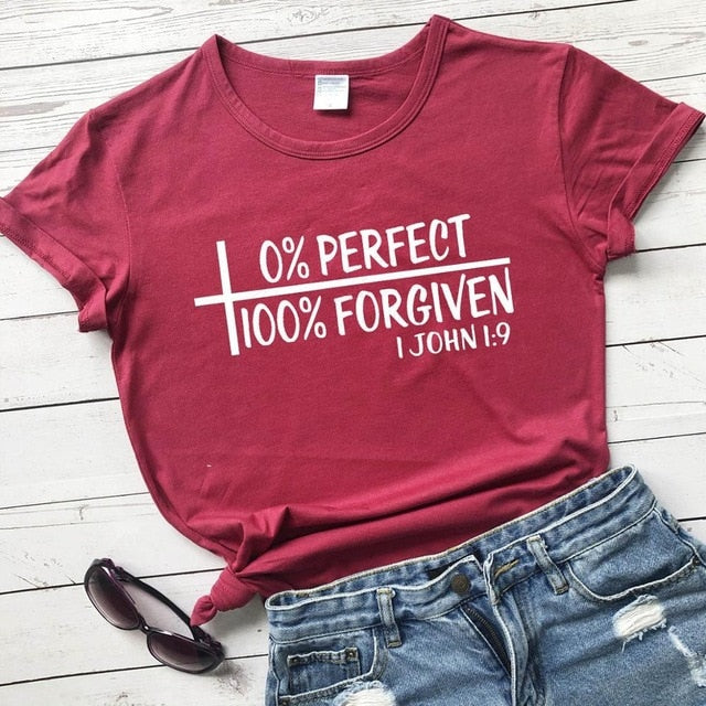 Imperfect but Forgiven Scripture Ladies T-Shirt