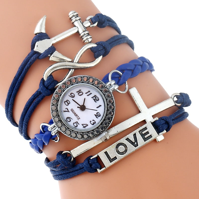Christian Vintage-Style Cross Bracelet Watch for Women